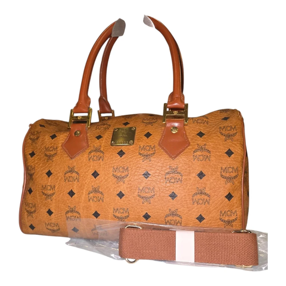 MCM Cognac Visetos Boston Bag, WITH COA - Picture 4 of 17